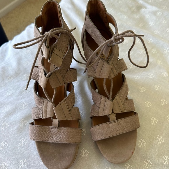 PAUL GREEN HANA BLOCK HEEL LEATHER GLADIATOR SANDALS LACE UP SZ. 6.5 - Picture 3 of 9